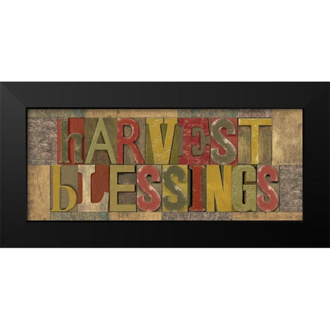 Harvest Blessings Printer Block Panel Black Modern Wood Framed Art Print by Reed, Tara