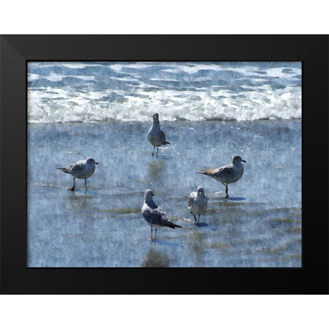 Beachgoers Black Modern Wood Framed Art Print by Romita, Denise