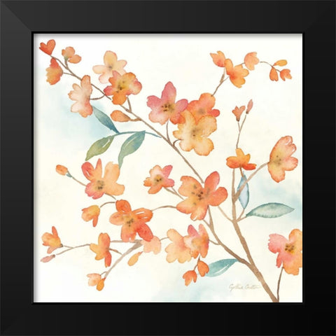 Coral Blossom Branches II Black Modern Wood Framed Art Print by Coulter, Cynthia