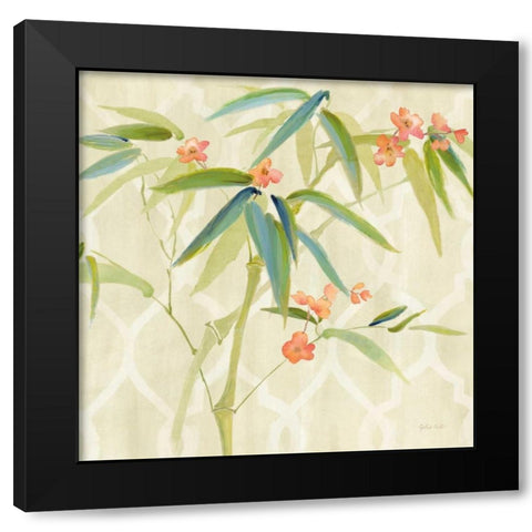 Zen Bamboo w/blossoms I Black Modern Wood Framed Art Print by Coulter, Cynthia