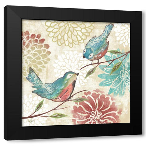 Elegant Chickadee Neutral II Black Modern Wood Framed Art Print with Double Matting by Lyon, Rebecca
