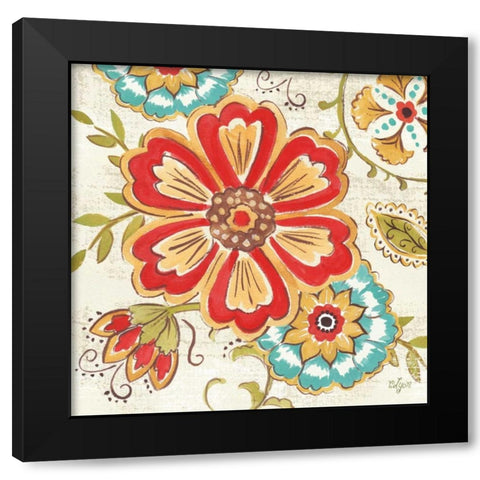 Boho Florals I Black Modern Wood Framed Art Print by Lyon, Rebecca
