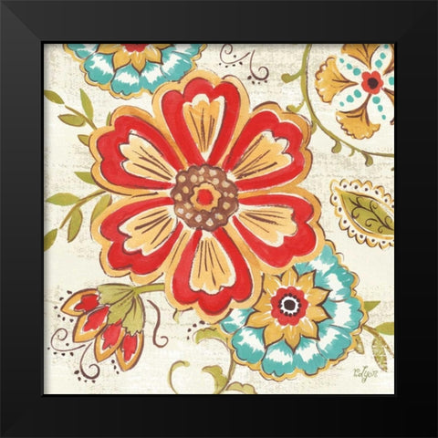 Boho Florals I Black Modern Wood Framed Art Print by Lyon, Rebecca