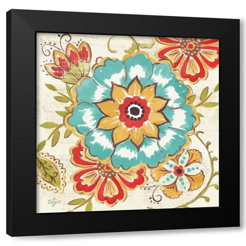 Boho Florals II Black Modern Wood Framed Art Print with Double Matting by Lyon, Rebecca