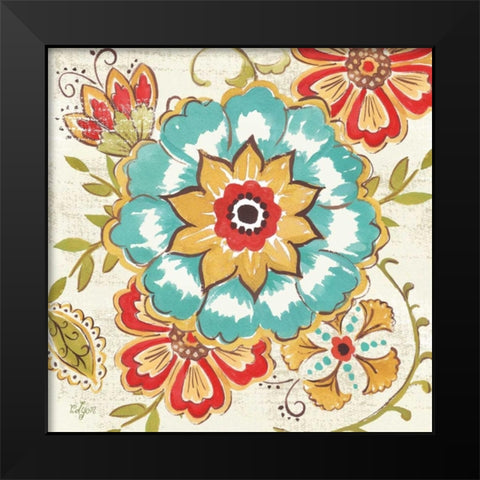 Boho Florals II Black Modern Wood Framed Art Print by Lyon, Rebecca