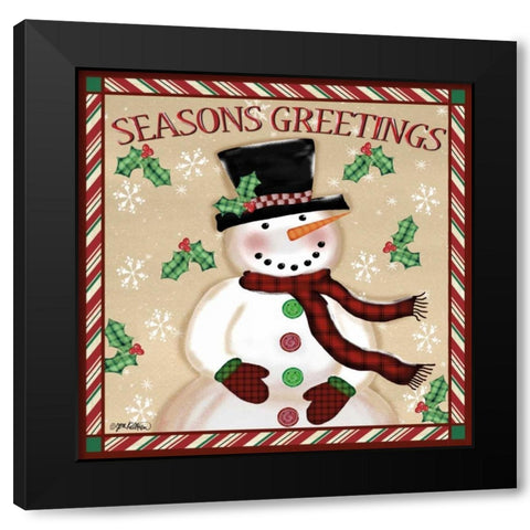 Seasons Greetings Snowmen I Black Modern Wood Framed Art Print by Killeen, Jen