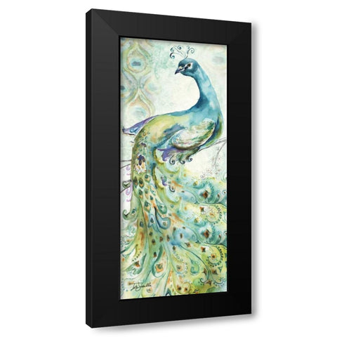 Bohemian Peacocks Panel I Black Modern Wood Framed Art Print by Tre Sorelle Studios