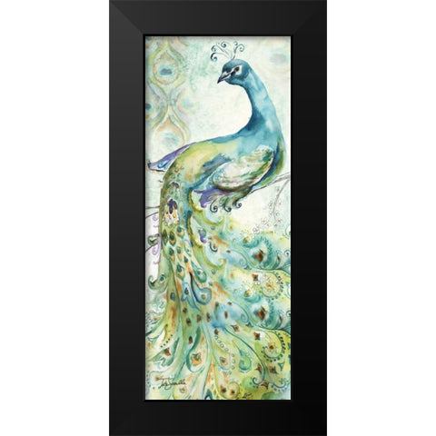 Bohemian Peacocks Panel I Black Modern Wood Framed Art Print by Tre Sorelle Studios