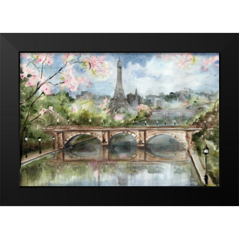 A Spring Day in Paris Black Modern Wood Framed Art Print by Tre Sorelle Studios