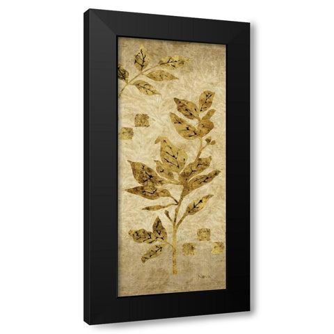 Gold Leaf Branches Panel I Black Modern Wood Framed Art Print by Nova, Studio