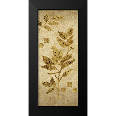 Gold Leaf Branches Panel I Black Modern Wood Framed Art Print by Nova, Studio