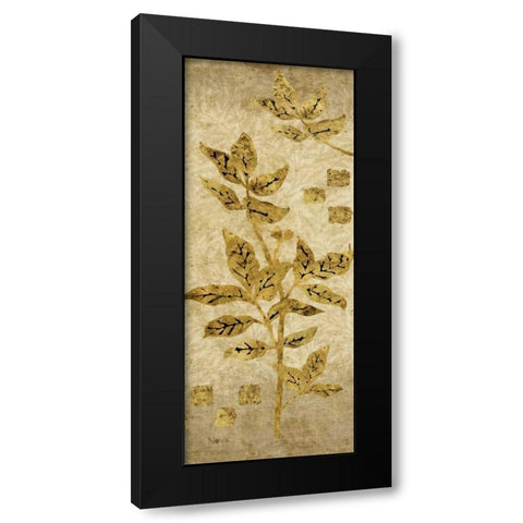 Gold Leaf Branches Panel II Black Modern Wood Framed Art Print by Nova, Studio