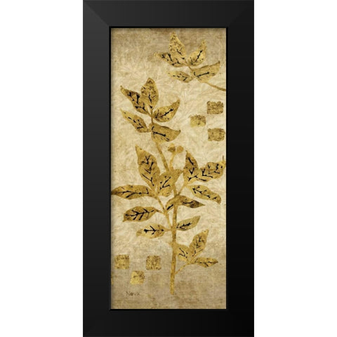 Gold Leaf Branches Panel II Black Modern Wood Framed Art Print by Nova, Studio