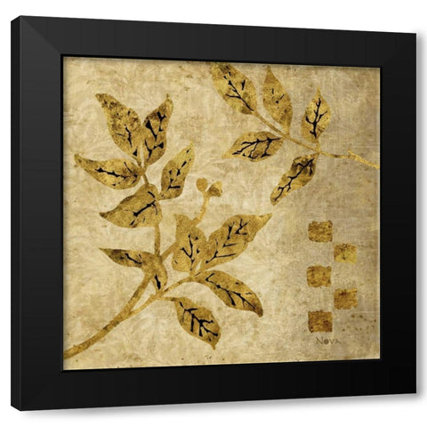 Gold Leaf Branches I Black Modern Wood Framed Art Print by Nova, Studio