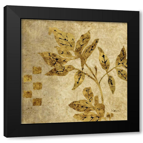 Gold Leaf Branches II Black Modern Wood Framed Art Print by Nova, Studio