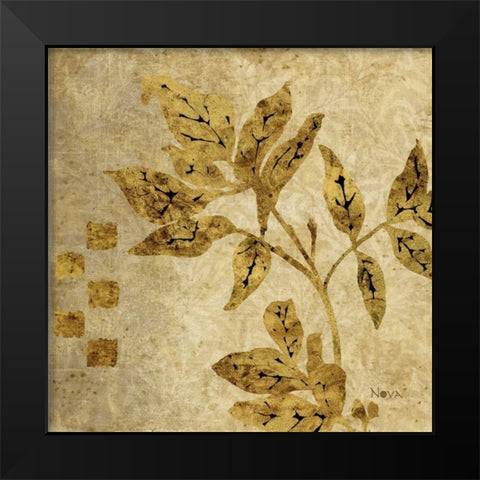 Gold Leaf Branches II Black Modern Wood Framed Art Print by Nova, Studio