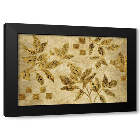 Gold Leaf Branches Landscape Black Modern Wood Framed Art Print by Nova, Studio