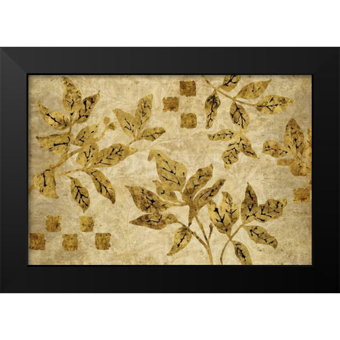 Gold Leaf Branches Landscape Black Modern Wood Framed Art Print by Nova, Studio
