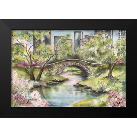 Central Park Springtime Black Modern Wood Framed Art Print by Tre Sorelle Studios