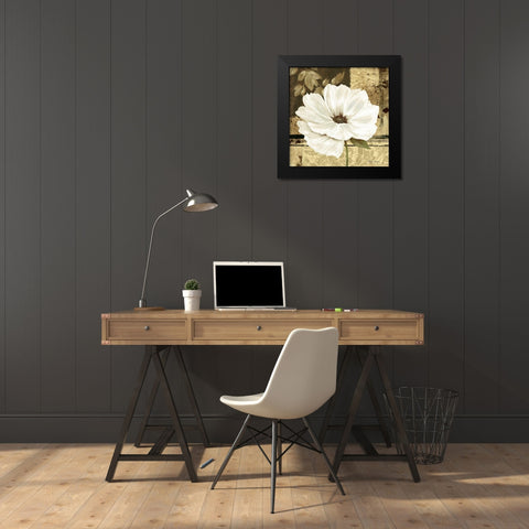 Poppies in Grey I Black Modern Wood Framed Art Print by Gladding, Pamela