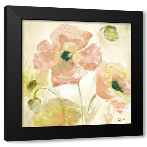 Watercolor Blush I Black Modern Wood Framed Art Print by Tre Sorelle Studios