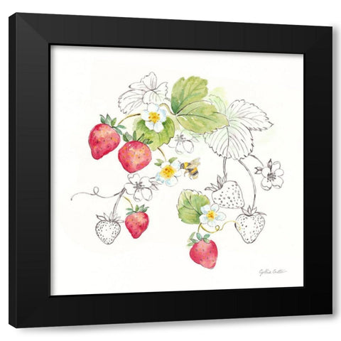Berries and Bees II Black Modern Wood Framed Art Print by Coulter, Cynthia
