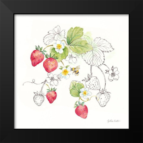 Berries and Bees II Black Modern Wood Framed Art Print by Coulter, Cynthia