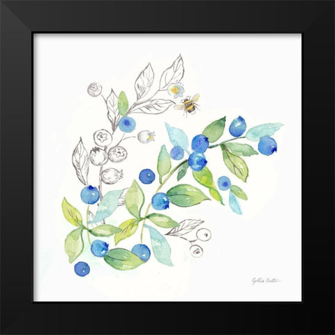 Berries and Bees IV Black Modern Wood Framed Art Print by Coulter, Cynthia