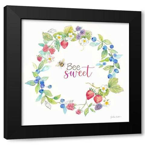 Berries and Bees VII Black Modern Wood Framed Art Print by Coulter, Cynthia