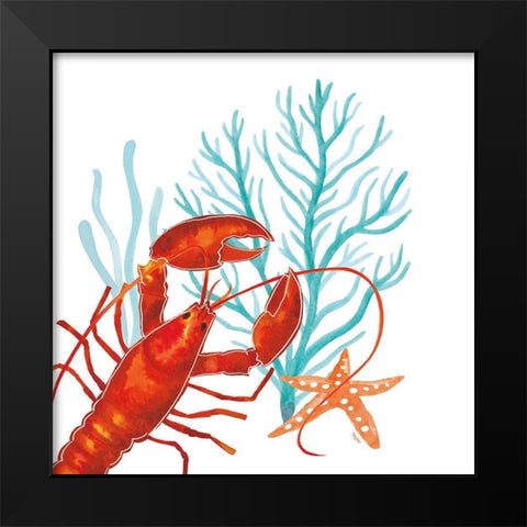 Coral Aqua IX Black Modern Wood Framed Art Print by Reed, Tara