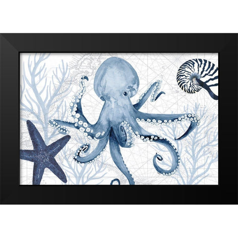 Deep Blue Sea I on White Black Modern Wood Framed Art Print by Reed, Tara