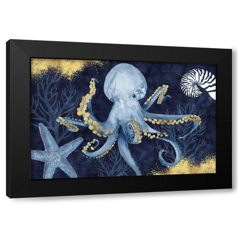Deep Blue Sea I on Blue Gold Black Modern Wood Framed Art Print by Reed, Tara