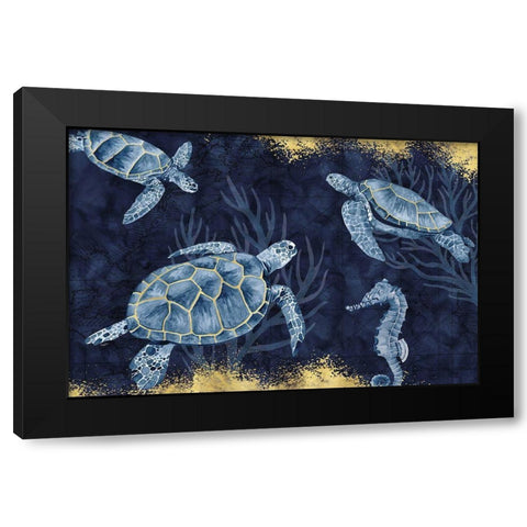 Deep  Blue Sea II on Blue Gold Black Modern Wood Framed Art Print by Reed, Tara