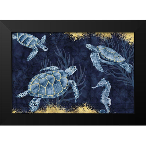 Deep  Blue Sea II on Blue Gold Black Modern Wood Framed Art Print by Reed, Tara