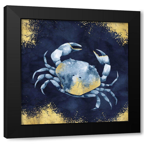 Deep  Blue Sea V Navy Gold Black Modern Wood Framed Art Print with Double Matting by Reed, Tara