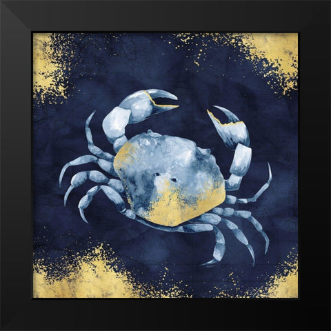 Deep  Blue Sea V Navy Gold Black Modern Wood Framed Art Print by Reed, Tara