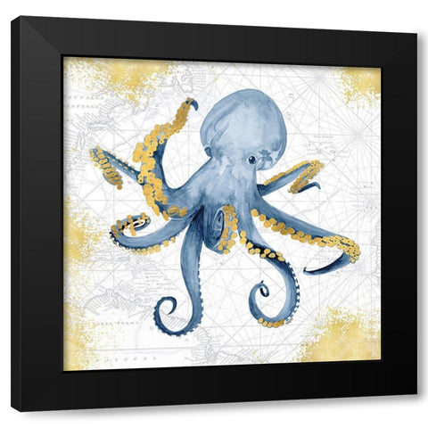 Deep  Blue Sea VI White Gold Black Modern Wood Framed Art Print with Double Matting by Reed, Tara