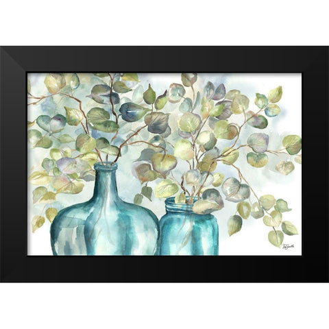 Eucalyptus  in Mason Jar I Black Modern Wood Framed Art Print by Tre Sorelle Studios