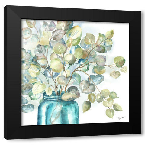 Eucalyptus  in Mason Jar II Black Modern Wood Framed Art Print with Double Matting by Tre Sorelle Studios