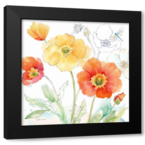 Happy Poppies IV Black Modern Wood Framed Art Print with Double Matting by Coulter, Cynthia