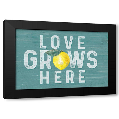 Happy  Thoughts II on Teal Black Modern Wood Framed Art Print by Reed, Tara