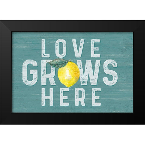 Happy  Thoughts II on Teal Black Modern Wood Framed Art Print by Reed, Tara