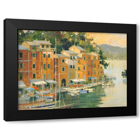 Portofino View Black Modern Wood Framed Art Print by Simandle, Marilyn