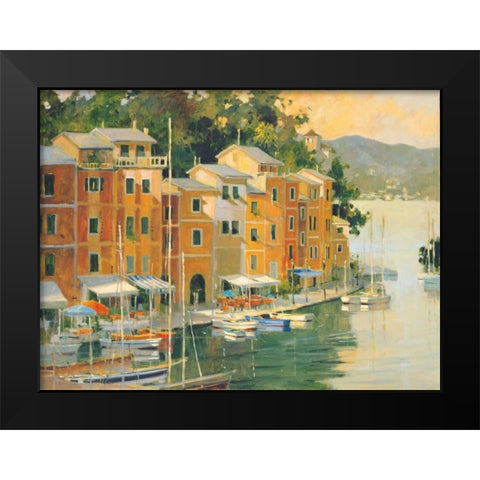 Portofino View Black Modern Wood Framed Art Print by Simandle, Marilyn
