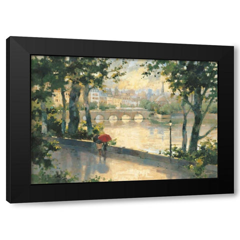 Paris Evening Black Modern Wood Framed Art Print with Double Matting by Simandle, Marilyn