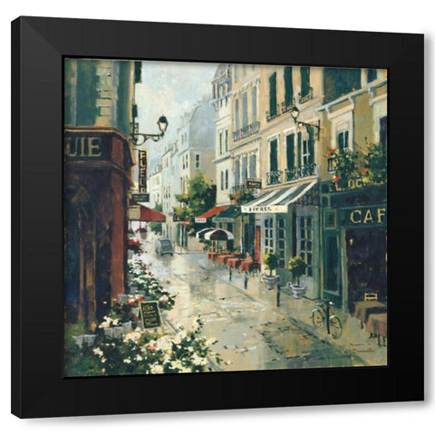 Floral Lane Black Modern Wood Framed Art Print with Double Matting by Simandle, Marilyn
