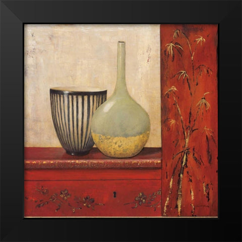 Crimson Bamboo Black Modern Wood Framed Art Print by Fisk, Arnie