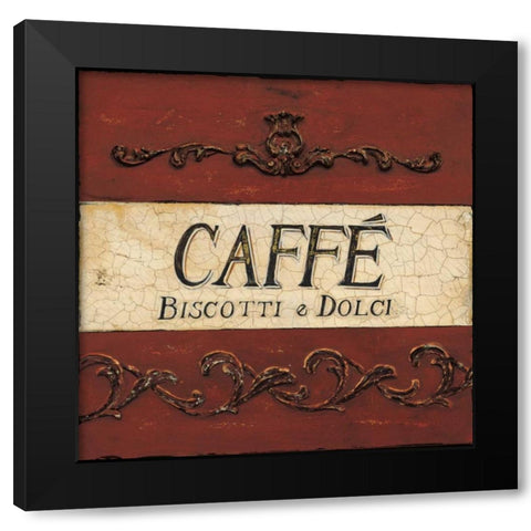 Caffe Biscotti Plaque Black Modern Wood Framed Art Print by Fisk, Arnie