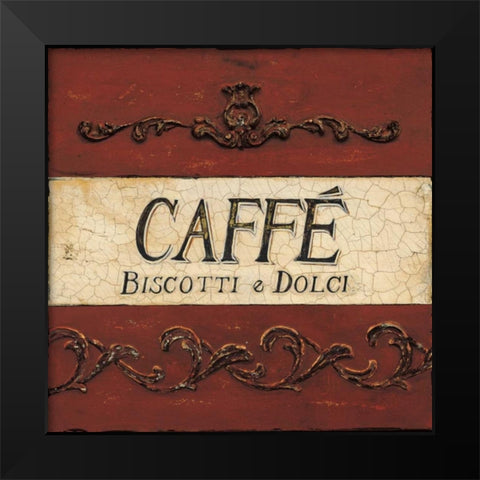 Caffe Biscotti Plaque Black Modern Wood Framed Art Print by Fisk, Arnie