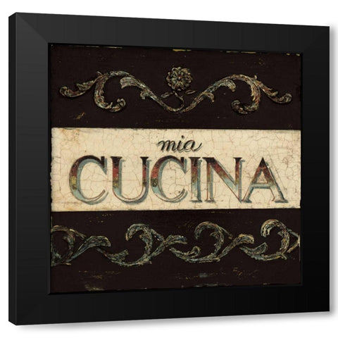 Mia Cucina Plaque Black Modern Wood Framed Art Print with Double Matting by Fisk, Arnie